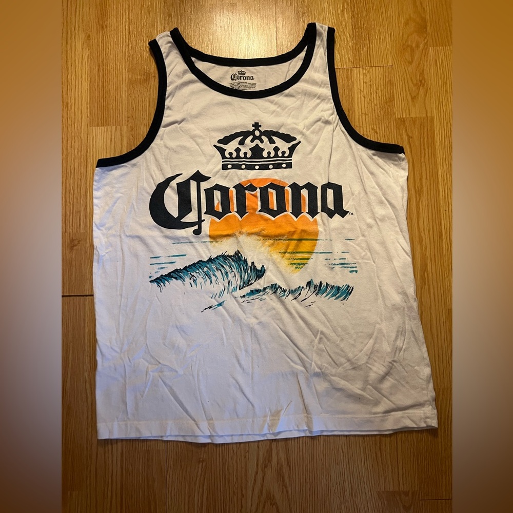Corona White Tank Top with Graphic Print
